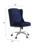 ZUN Midnight Blue Swivel Office Chair with Wing Back B062P215473