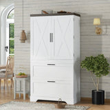 Modern Farmhouse Style Wooden Cabinet with Sturdy Frame with Inside Door Storage Divider with W1580P257492