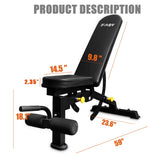 ZUN Weight Bench Adjustable Barbell Incline Decline Foldable Utility Workout 03464208