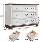 ZUN Farmhouse Style 6 Drawer Dresser Chest with Base Wooden Rustic Chest of Drawers, Storage Dresser W2393P252364