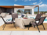 Brown 2 Pack Stackable Patio Dining Chairs, Ergonomic Steel Frame Breathable Fabric Outdoor Chairs 47883463