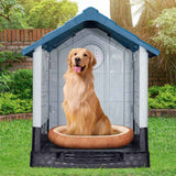 33 inch Large Plastic Dog House, Indoor Outdoor Doghouse Pet House with Air Vents and Elevated 55267204