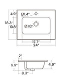 BB0924Y311, Integrated white ceramic basin with one predrilled faucet hole, drain assembly NOT W1865P163521