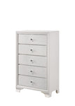 ZUN 1pc Modern Glam Style White Frost Finish Glam Five Drawer Chest Embossed Crocodile Pattern Wooden B011P216717