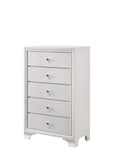 ZUN 1pc Modern Glam Style White Frost Finish Glam Five Drawer Chest Embossed Crocodile Pattern Wooden B011P216717