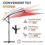 ZUN 9.8FT Offset Patio Umbrella Hanging Cantilever Umbrella Outdoor Sun Shade with Easy Tilt Adjustment, W2201P279967