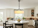 Modern 3-Light Fabric Pendant Light, Black Adjustable Drum Chandelier, Matte Black Fabric Shade W1367P460380