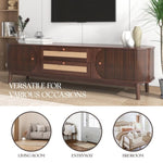 ZUN Rattan TV Stand for TVs up to 75'', Modern Farmhouse Media Console, Entertainment Center with Solid WF316663AAP