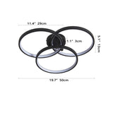 20" Modern Black LED Ceiling Light, 3-Ring Flush Mount Fixture for Living Bedroom, or Dining W1340P253585