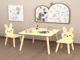 Kids Table and Chair Set with 2 Bunny Chairs, Children's Wooden Activity Table for Toddlers, Cute 80159869