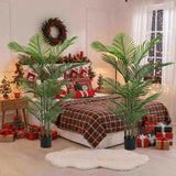 2 PCS Set 5.2ft Artificial Trees Faux Tropical Potted Plants Areca Palm Tree for Christmas Indoor 98380593