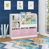 Kids Bookcase and Bookshelf, Multifunctional Bookcase with 3 Collapsible Fabric Drawers, Bookcase W808P242198