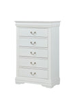 ZUN 1pc White Finish Five Drawers Louis Philip Chest Solid Wood Contemporary Sleek Ample Storage B011P193097