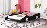 Full Size Race Car-Shaped Platform Bed with Wheels,Black WF298788AAB