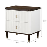 White and Brown 2-Drawer Nightstand with USB Port B062P209003