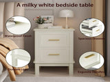 Nightstand with 2 Drawers,Modern Bedside Table with Gold Handles,Wood Accent Table for Small 42097321