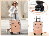 2-in-1 vanity case with sliding front drawer, flat left drawer, detachable caster wheels, aluminum, 06533601