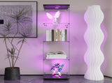 LED lights Glass Display Cabinet 4 Shelves with Door, Floor Standing Curio Bookshelf for Living Room W1806P197871