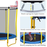 5.5FT Trampoline for Kids - 65" Outdoor & Indoor Mini Toddler Trampoline with Enclosure, Basketball 82509817