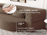 Modern Floor Sofa with 2 Pillows,Convertible Teddy Fabric Foam-Filled Sleeper Sofa Bed,15" Full Size 24303172