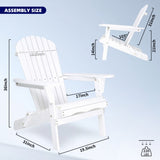 Wood Lounge Patio Chair for Garden Outdoor Wooden Folding Embossed Adirondack Chair Set of 2 Solid 07994033