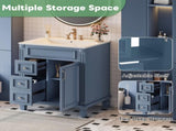 24" Bathroom Vanity with Ceramic Sink, Small Bathroom Sink Cabinet, Modern Cabinet with 2 Drawers N710P318990C