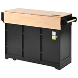 K&K 55.7'' Large Kitchen Island with 2 Drop Leaf,, Rolling Kitchen Cart on 5 Wheels with Power N707P186617B