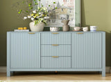 U_STYLE Sideboard with Wave Design - 3 Adjustable Shelves, 3 Drawers & Soft-Close Doors, Storage N711P269066C