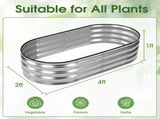 4x2x1ft Galvanized Metal Raised Garden Bed,Oval Planter Box Outdoor,Silvery 64374805