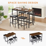 ZUN Pub High Dining Table 5 Piece Set, Industrial Style Pub Table, 4 PU Leather Bar Chairs for Kitchen W1668P164658