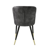 ZUN Modern Design Home Furniture Chairs Set of 2, Charcoal-hued Velvet Upholstery Channel Tufting Black B011P199726