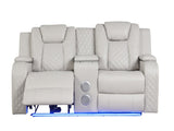 BENZ LED & Power Reclining Loveseat Made With Faux Leather in Ice Beige G150109058