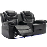 Home Theater Seating Manual Recliner Loveseat with Hide-Away Storage, Cup Holders and LED Light WF310726AAB