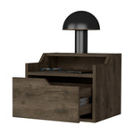 ZUN Nolan Dark Brown Dual-Shelf Display Floating Nightstand B062P175146