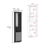 ZUN Chicago 75" H Mirrored Corner Bar Cabinet, With Glass Doors, Two Shelves and Stemware B070P211047