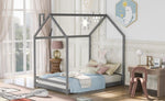 ZUN Full Size House Bed Wood Bed, Gray 55526138