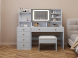 Pitted Particleboard With Triamine Coating, Tempered Glass Table Top, 5 Drawers, With Shelves, With 17307547