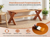 36" Teak Oil Hardwood Backless Garden Bench, 660 LBS Load Capacity 2-Person Outdoor Bench 97856472