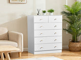 25.98"*15.75"*43.7" 5-Tier 6-Drawer Cabinet Drawer Dresser with Gold Handles White 88303918