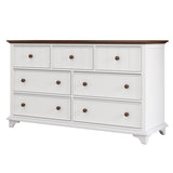 ZUN Wooden Captain Seven-Drawer Dresser for Bedroom, Living Room, Kids' Room, White+Walnut 06995691