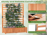 Fir Wood Raised Garden Bed with Trellis, 91.4435.56149.86 cm Orange Planter Box with Drainage 21740259