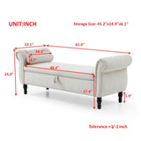 Aijia 63" Velvet Multifunctional Storage Rectangular Sofa Stool Buttons Tufted Nailhead Trimmed W111749320