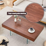 ZUN Walnut Colored MDF Coffee Table - 39.3"x21.6" with Tempered Glass Legs.Density Board W1151P233516