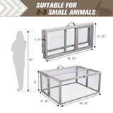 ZUN Folding Rabbit Hutch with Roosting Bar, Wood Collapsible Guinea Chick Run, Outdoor Bunny Cage, W2181P152980