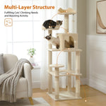 ZUN 63'' Multi-Level Cat Tree Cat Tower for Indoor Cats with Sisal-Covered Scratching Post, Cozy Cat 51846476