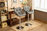 ZUN Glasgow Contemporary Tufted Adjustable Height Hidraulic Bar Stools, Set of 2, Grey T2574P164866