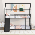 ZUN Twin Over Twin Metal Bunk Bed With Slide,Kids House Bed Black MF313919AAB