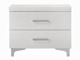 Modern Contemporary Bedroom Furniture White Finish Nightstand of 2x Drawers Metal Legs Wooden 1pc B011P316891