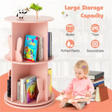 2-Tier Kids Rotating Bookshelf - 360&deg Display for Books/Toys, Bunny Baffles Child-Friendly 21123469