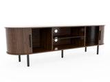 Walnut Embossed Particle Board TV Stand, Oval Tabletop 1473558cm, Modern Entertainment Center with 34294354